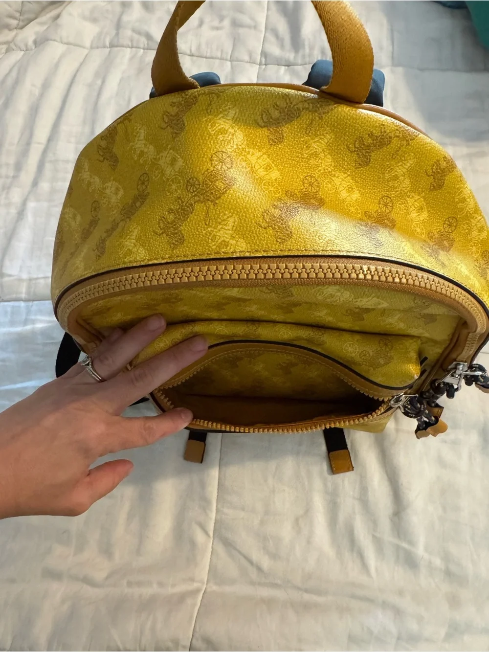 Coach Yellow Signature Compact Backpack with Tan Trim